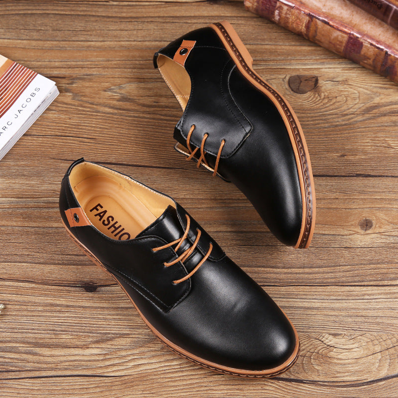 Mens Casual Lace-up Shoes, Classic Office Leather Shoes