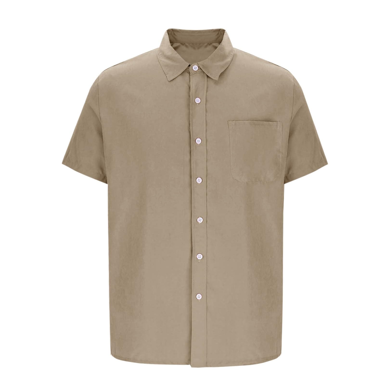 Men's Casual Solid Color Short Sleeves Work Shirt