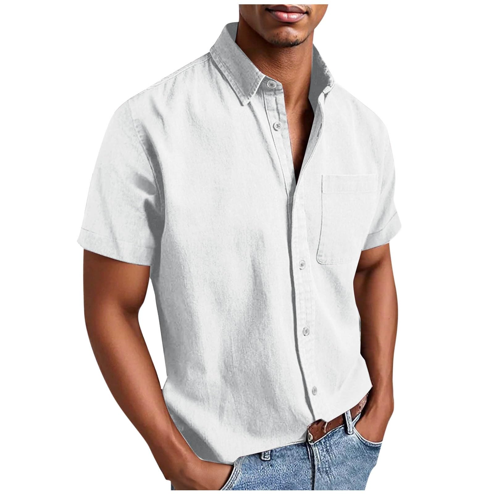 Men's Casual Solid Color Short Sleeves Work Shirt