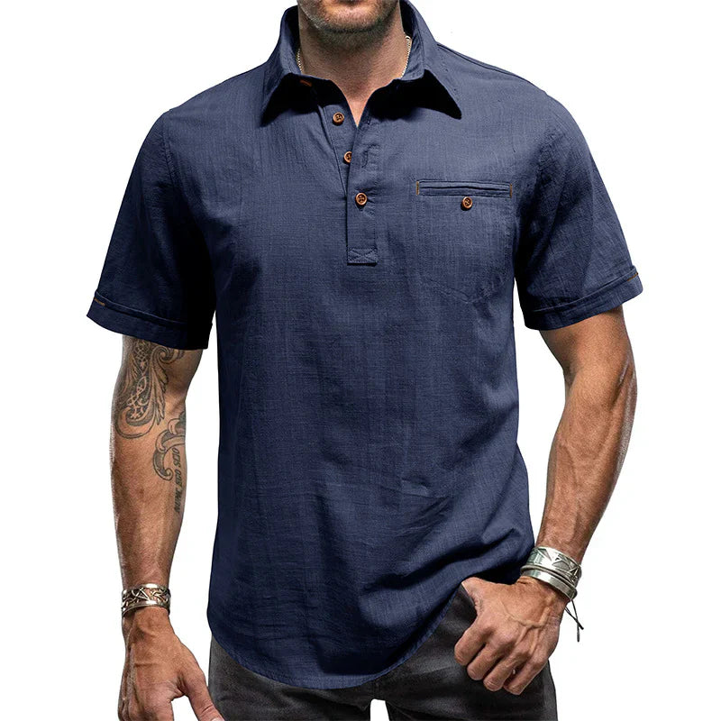 Men's Cotton Linen Business Casual Work Shirt
