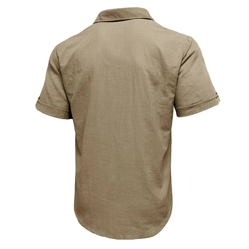 Men's Cotton Linen Business Casual Work Shirt