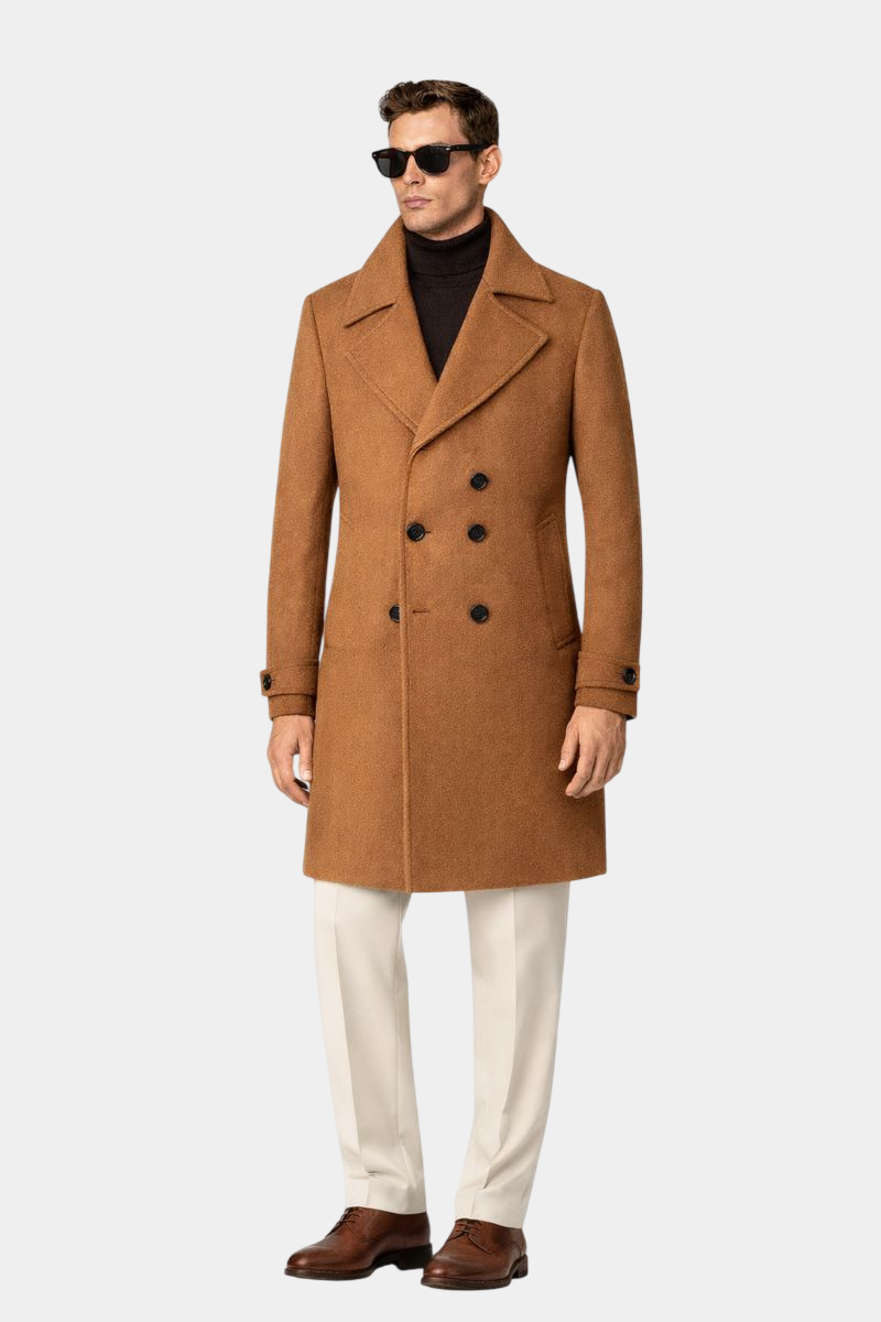 Wixese Double Breasted Slim-Fit Wool Coat