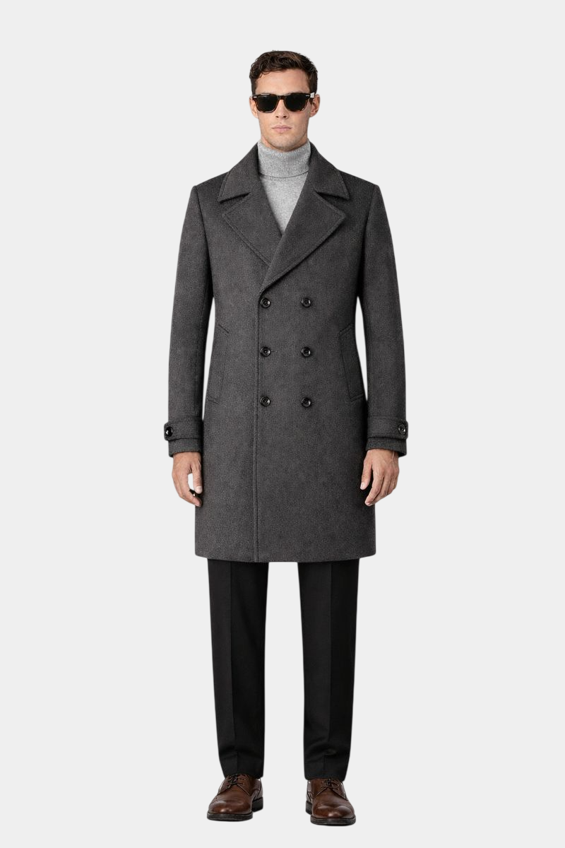 Wixese Double Breasted Slim-Fit Wool Coat