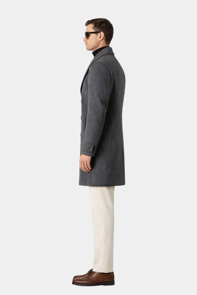 Wixese Double Breasted Slim-Fit Wool Coat