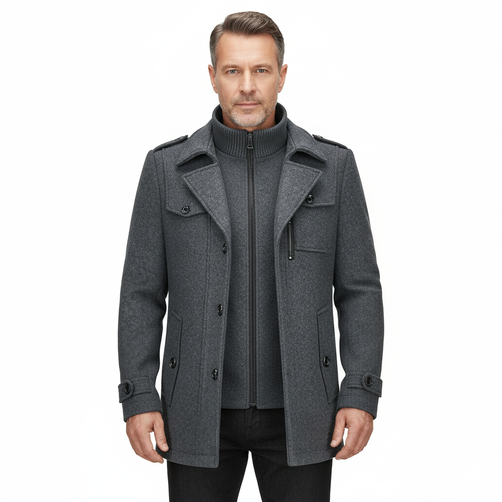 Men's Thick Business Casual Double-Layer Wool Coat