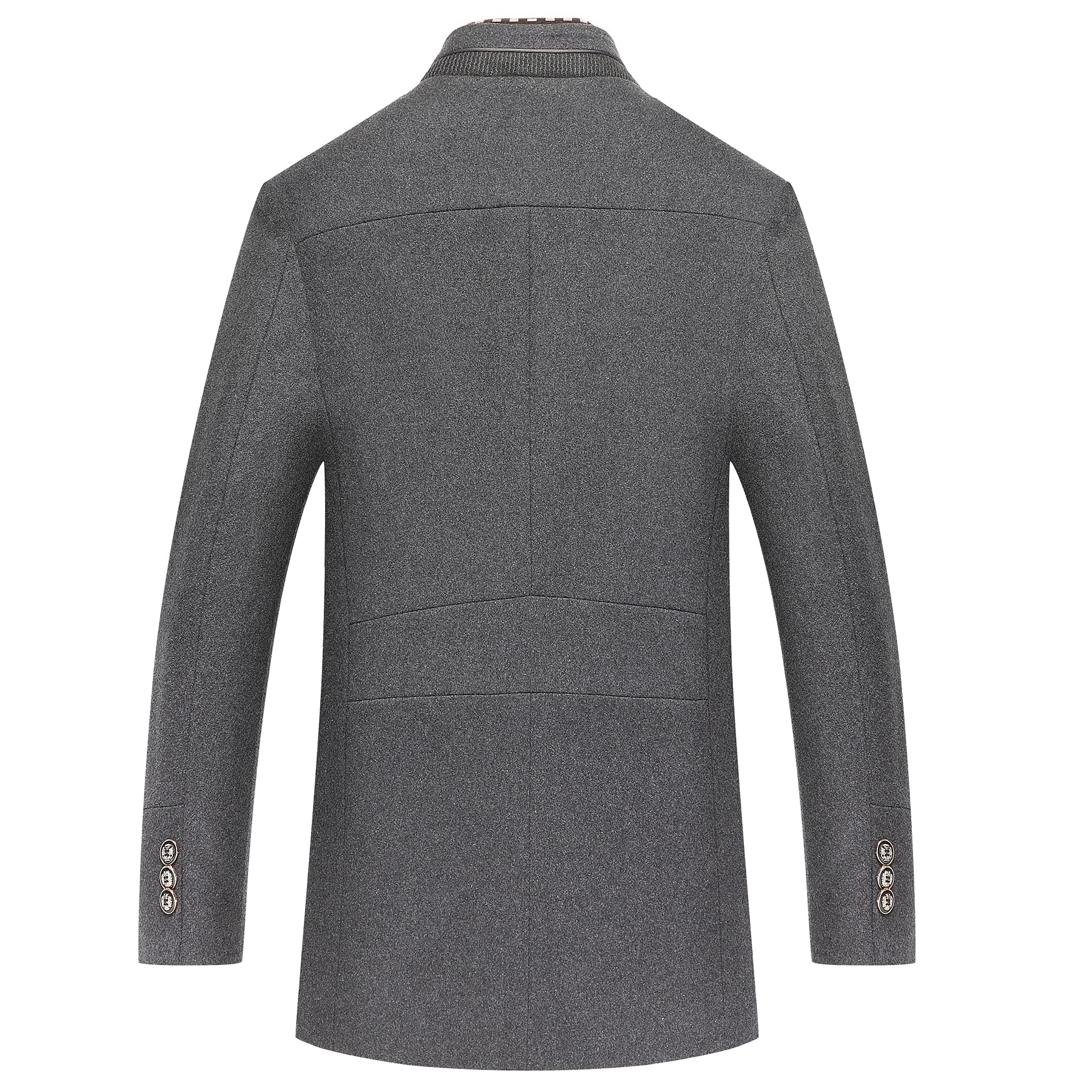 Men's Winter Thick Stand Collar Detachable Scarf Wool Coat