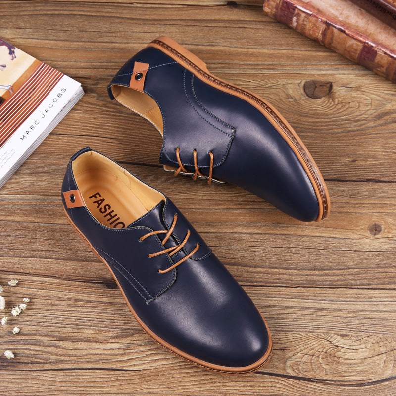 Mens Casual Lace-up Shoes, Classic Office Leather Shoes