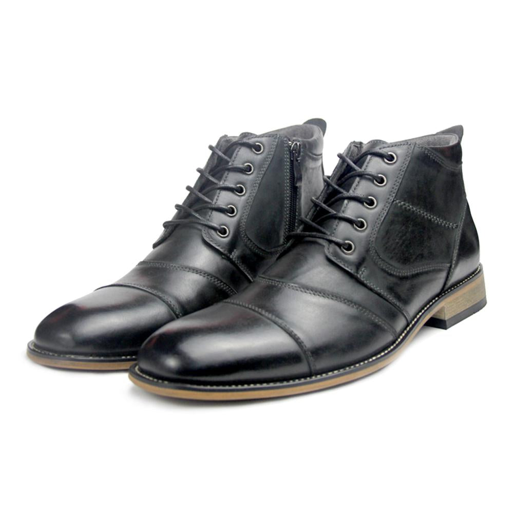 Men's Leather Dress Boots With Zipper