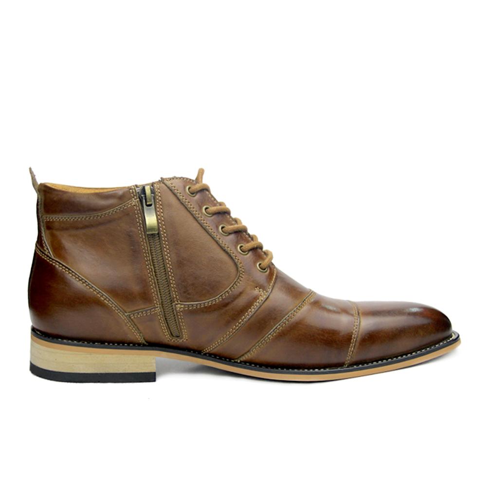 Men's Leather Dress Boots With Zipper