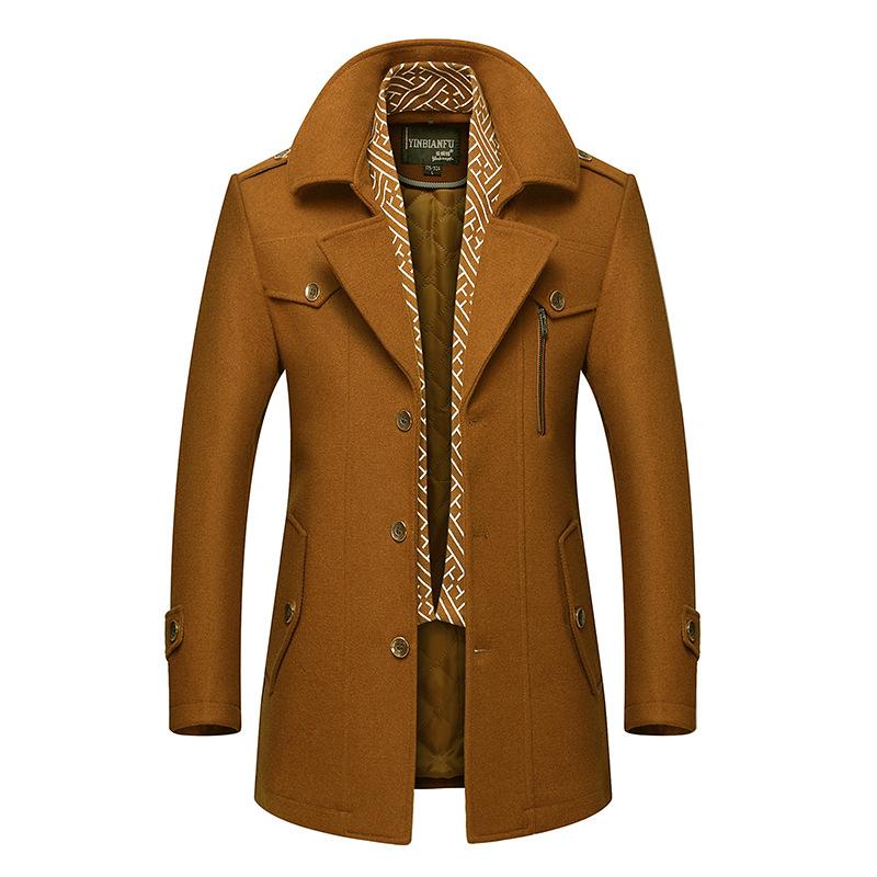 Men's Classic Slim Fit Wool Coat With Scarf