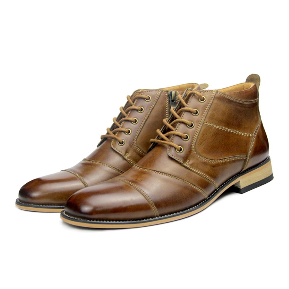Men's Leather Dress Boots With Zipper