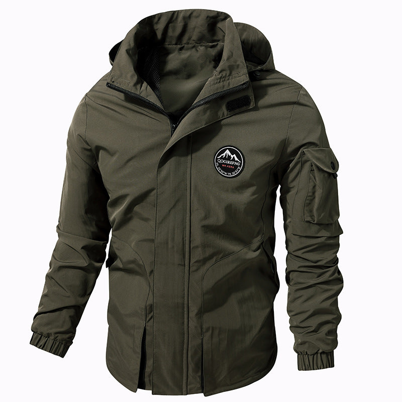 Men's Spring Outdoor Trench Coat With Detachable Hood