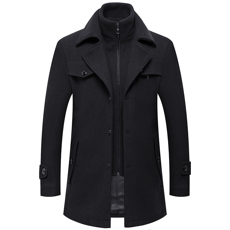 Men's British Double Layered Wool Blend Coat