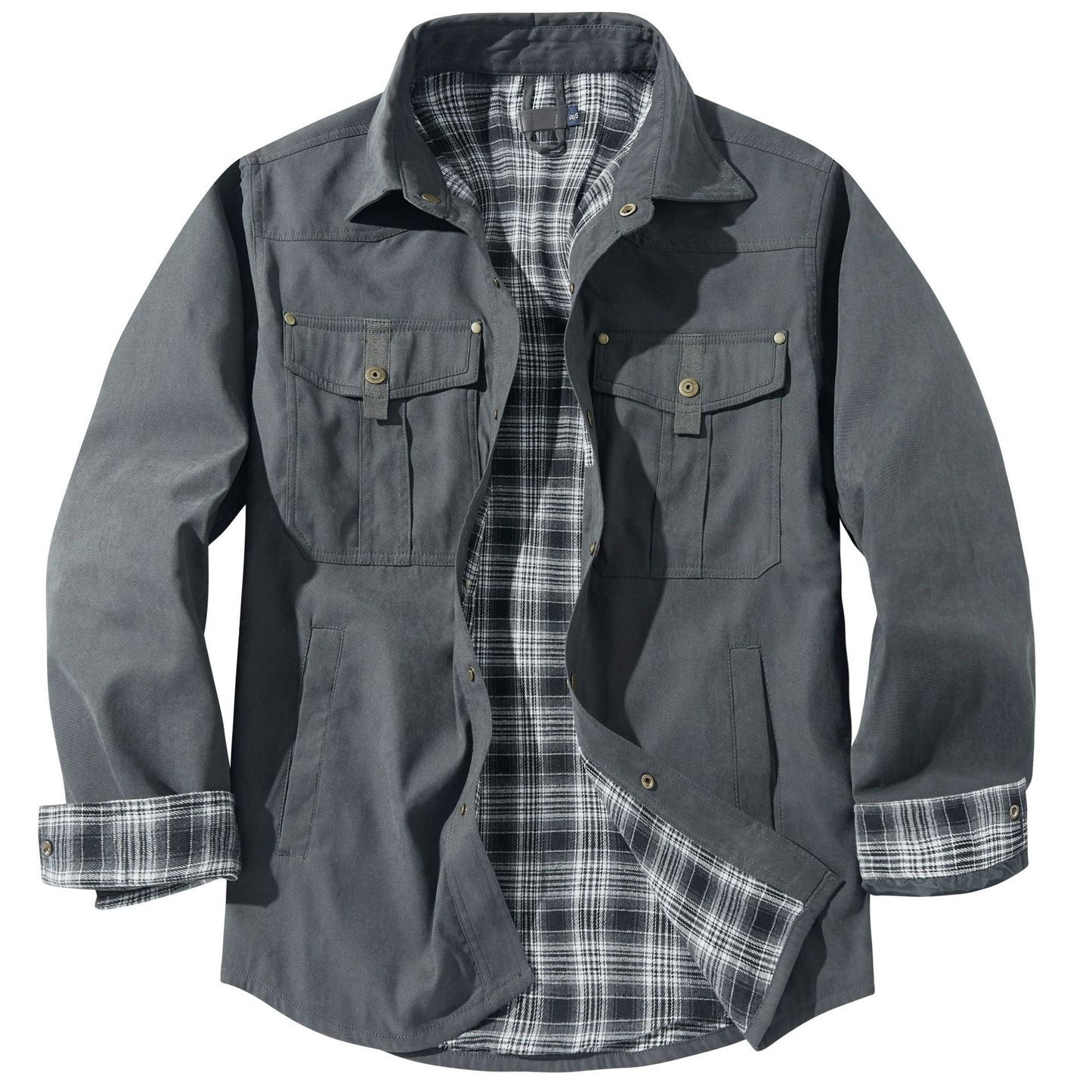 Men's Plaid Flannel Collar Casual Work Jacket