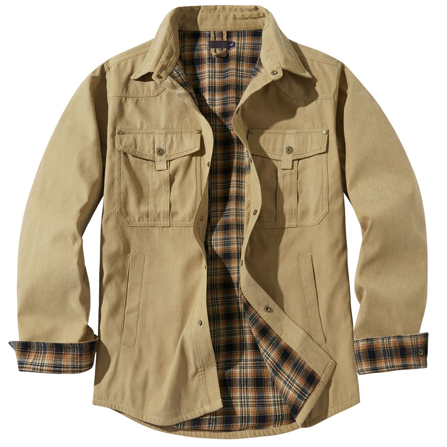 Men's Plaid Flannel Collar Casual Work Jacket