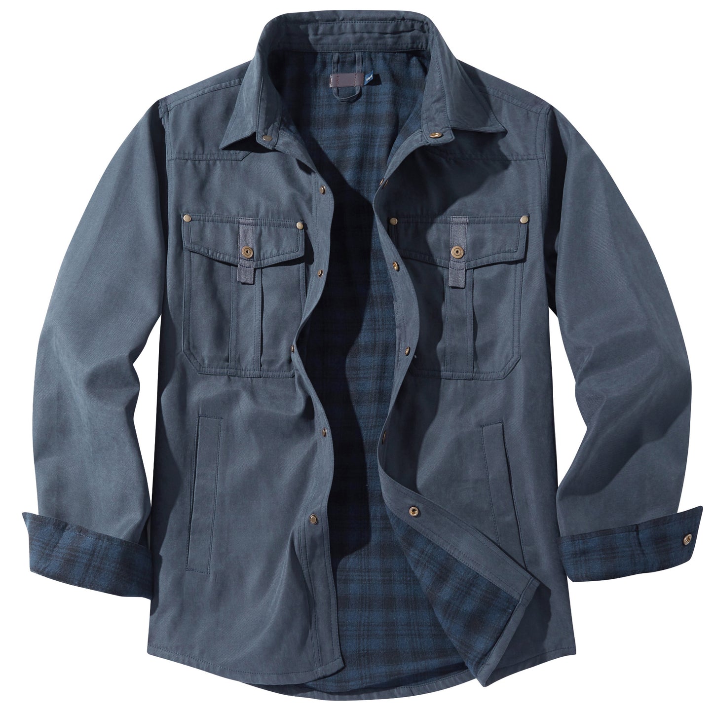 Men's Plaid Flannel Collar Casual Work Jacket