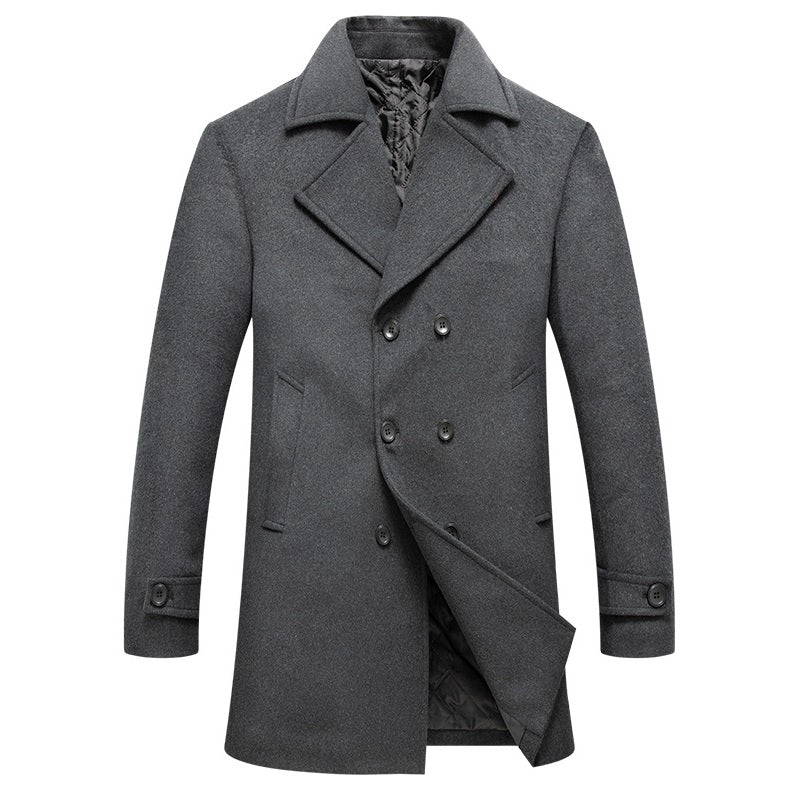 Men's Classic Double Breasted Wool Blend Pea Coat