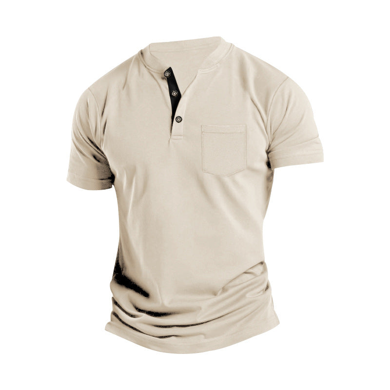 Mens Summer Sports Button Short Sleeve Shirt