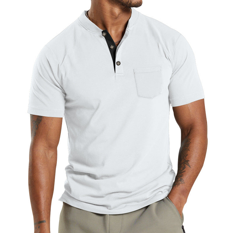 Mens Summer Sports Button Short Sleeve Shirt