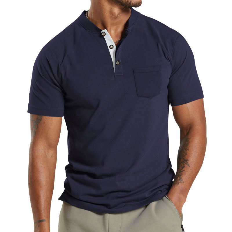 Mens Summer Sports Button Short Sleeve Shirt