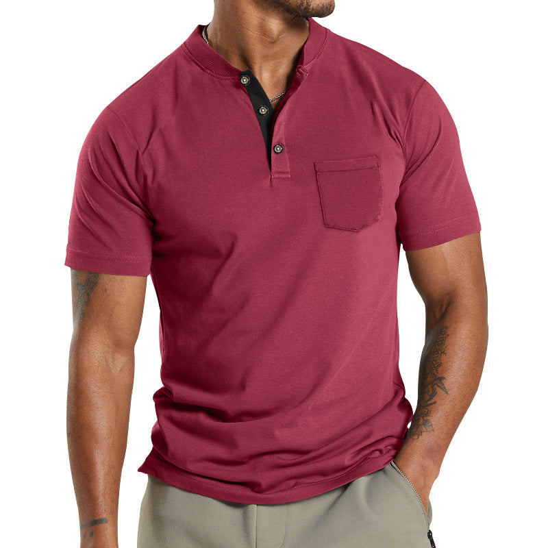 Mens Summer Sports Button Short Sleeve Shirt