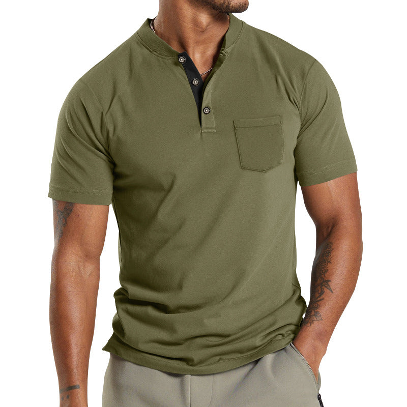 Mens Summer Sports Button Short Sleeve Shirt