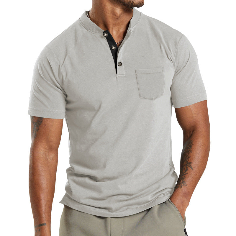 Mens Summer Sports Button Short Sleeve Shirt