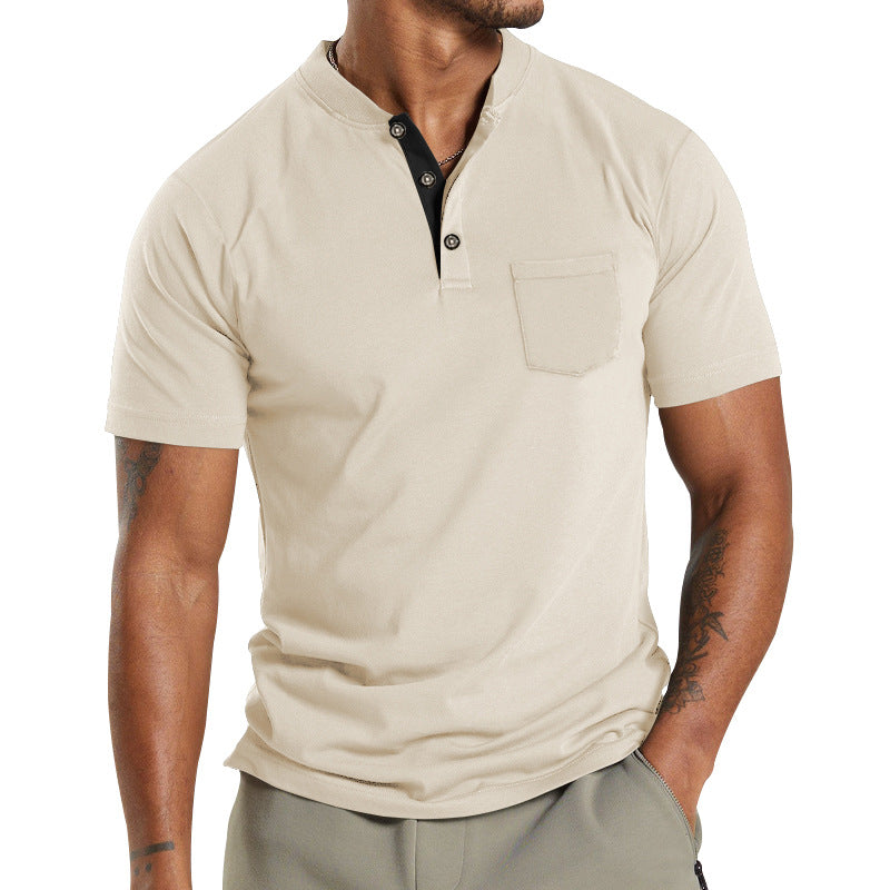 Mens Summer Sports Button Short Sleeve Shirt