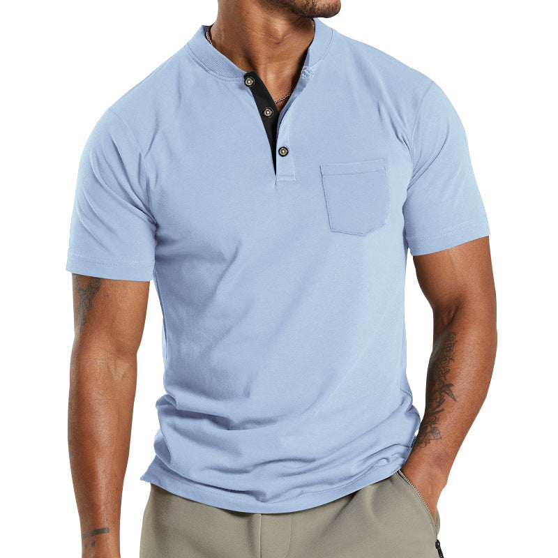 Mens Summer Sports Button Short Sleeve Shirt