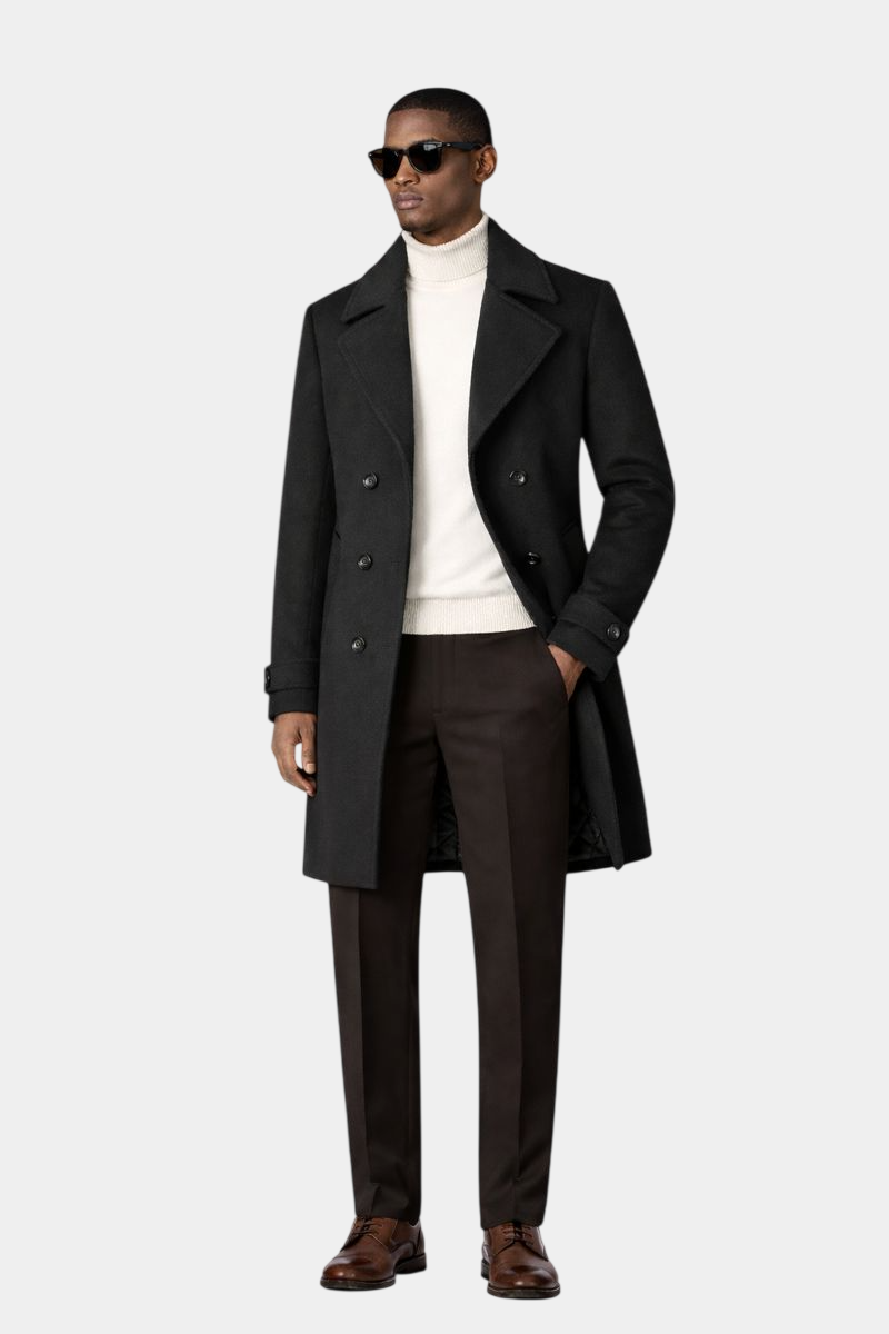 Wixese Double Breasted Slim-Fit Wool Coat