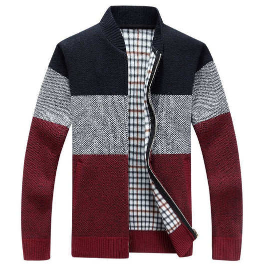 Men's Casual Gradient Knitted Zipper Sweater