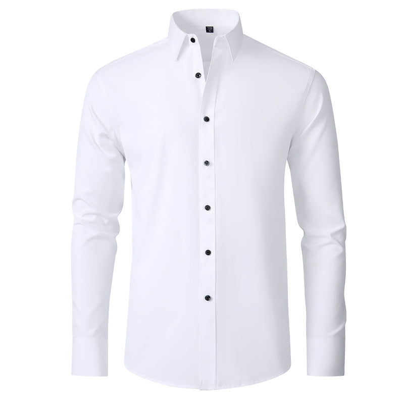 Men's Elastic Dress Shirts, Slim Fit Long Sleeves Shirt