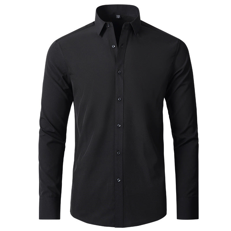 Men's Elastic Dress Shirts, Slim Fit Long Sleeves Shirt