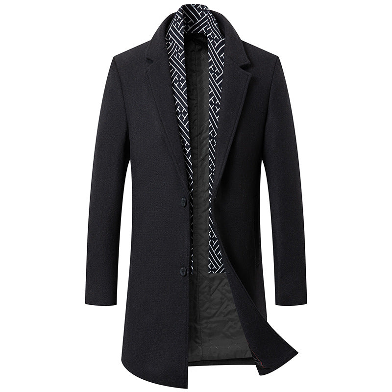 Men's Premium Slim Fit Wool Coat With Scarf