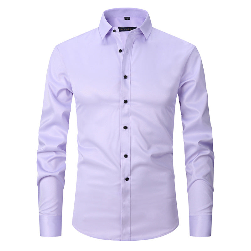 3 Pack Men's Elastic Dress Shirts, Slim Fit Long Sleeves Shirts