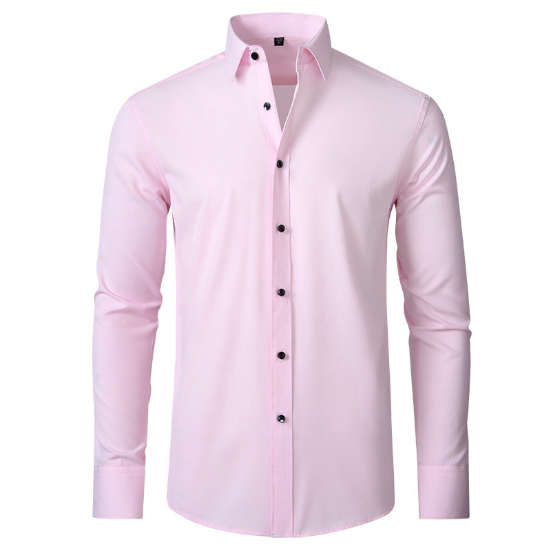 Men's Elastic Dress Shirts, Slim Fit Long Sleeves Shirt