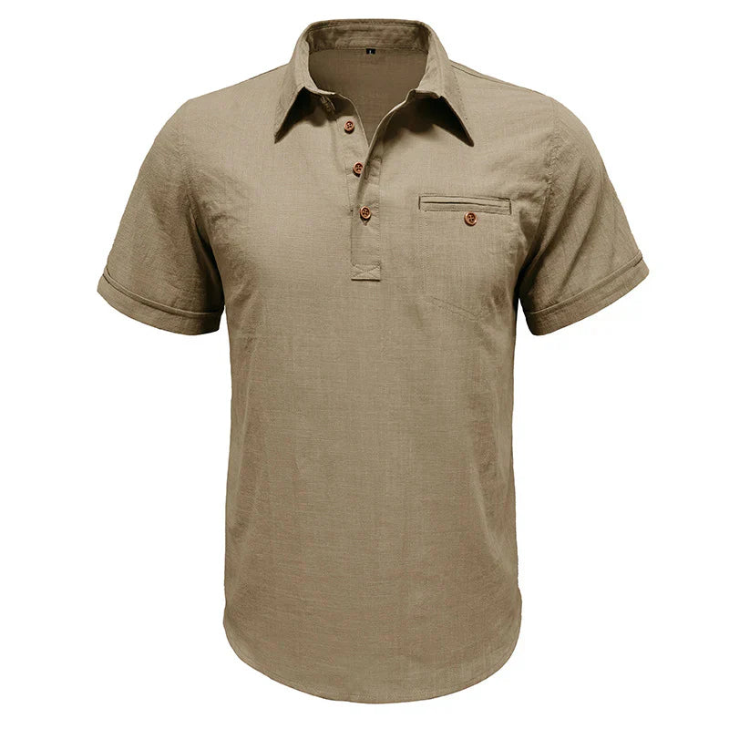 Men's Cotton Linen Business Casual Work Shirt