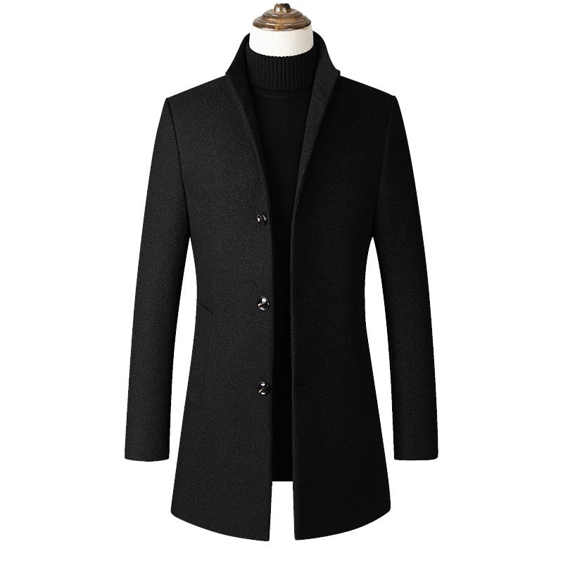 Men's Premium Thick Stand Collar Wool Coat