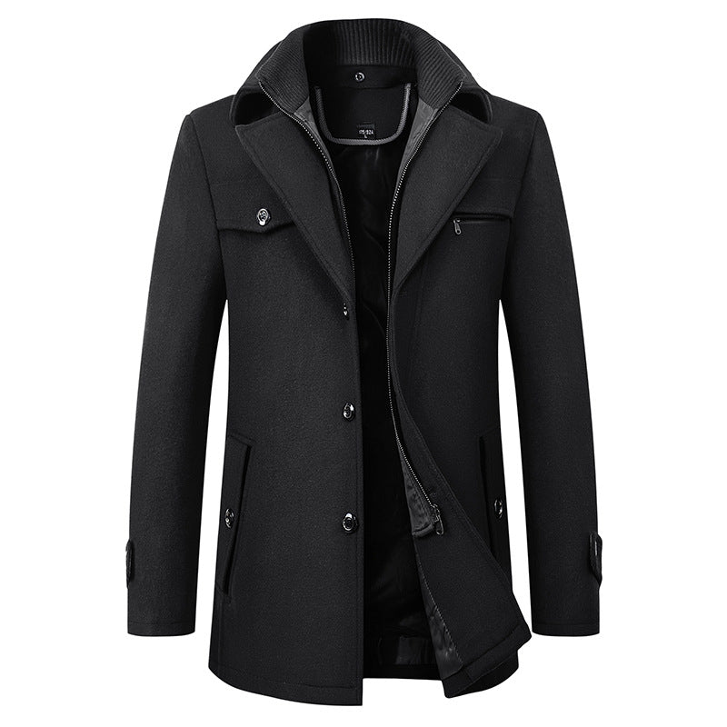 Men's Premium Thick Double Collar Wool Blend Coat