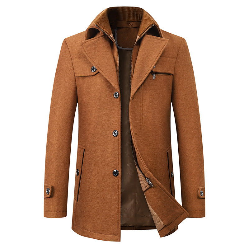 Men's Premium Thick Double Collar Wool Blend Coat