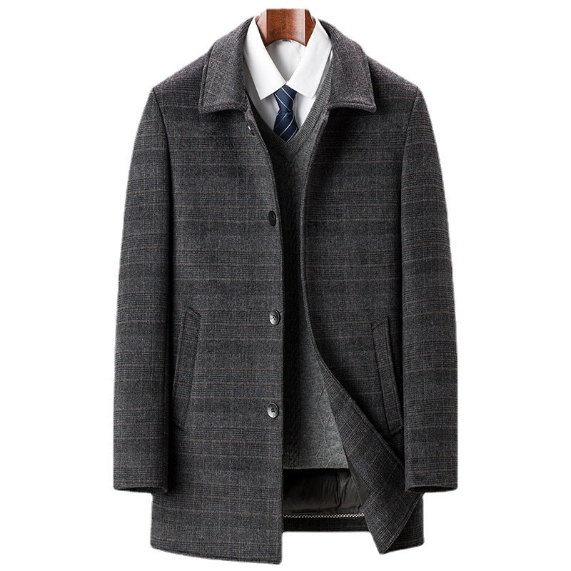 Men's Premium Business Duck Down Lining Wool Coat