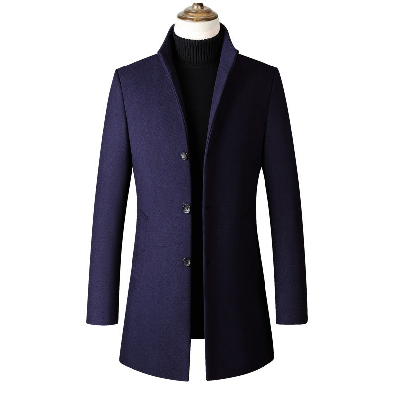 Men's Premium Thick Stand Collar Wool Coat