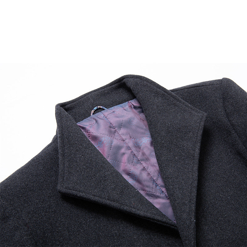 Gentlemen Wool Blend Long Pea Coat