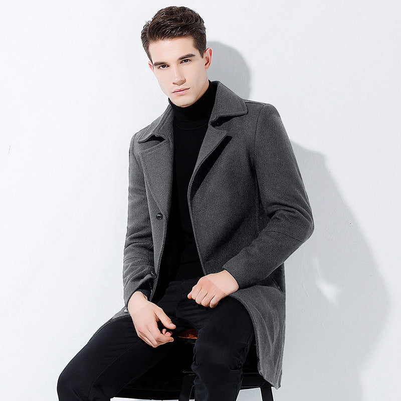 Men's Classic Long Wool Blend Coat