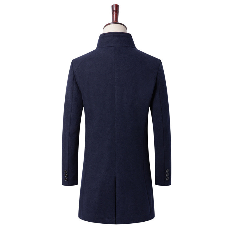 Gentlemen Wool Blend Long Pea Coat