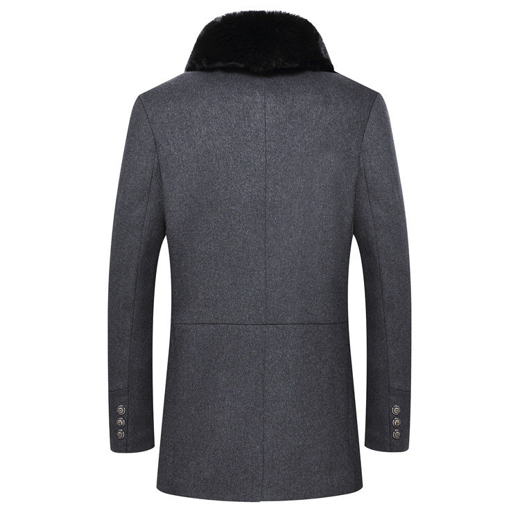 Men's Winter Wool Coat With Detachable Collar