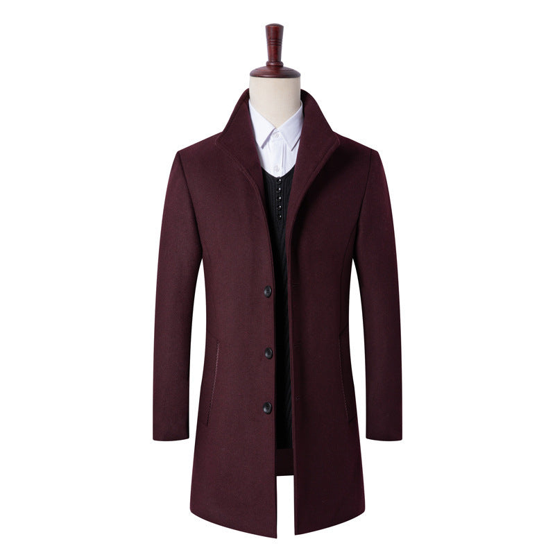 Gentlemen Wool Blend Long Pea Coat