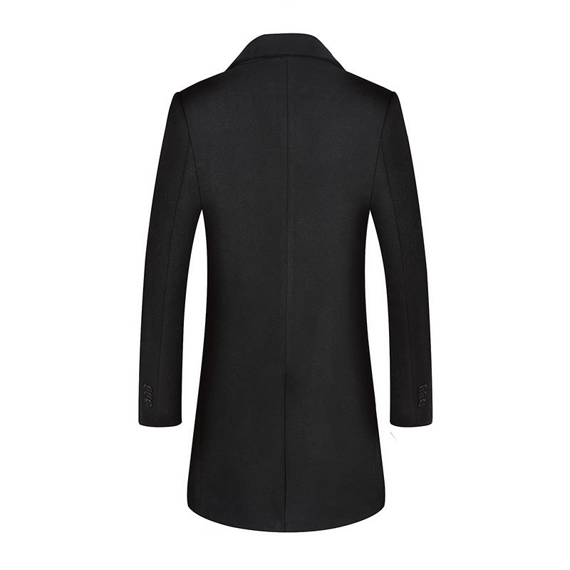 Men's Classic Double-Breasted Long Wool Coat