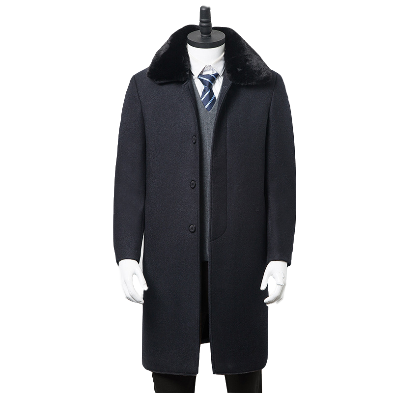 Business Detachable Fur Collar Wool Coat