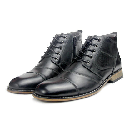 Men's Leather Dress Boots With Zipper